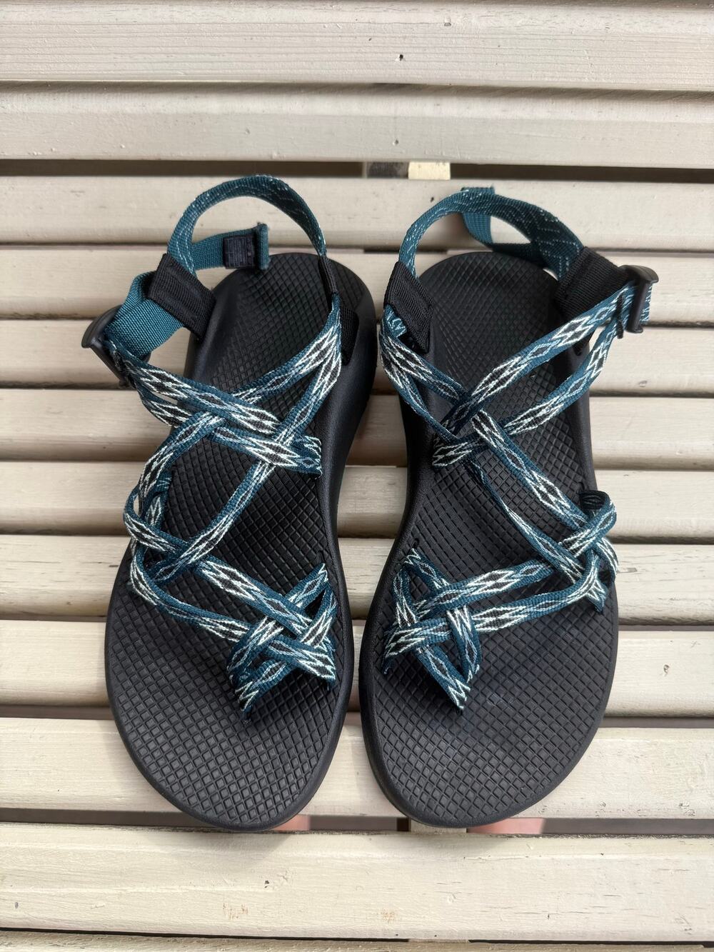 Chaco ZX/2 CLASSIC Womens sz 10 Teal Angular Water Sport Toe Loop Sandals